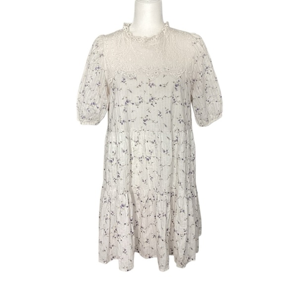 Moon River Smocked Cream Floral Dress - Picture 1 of 6